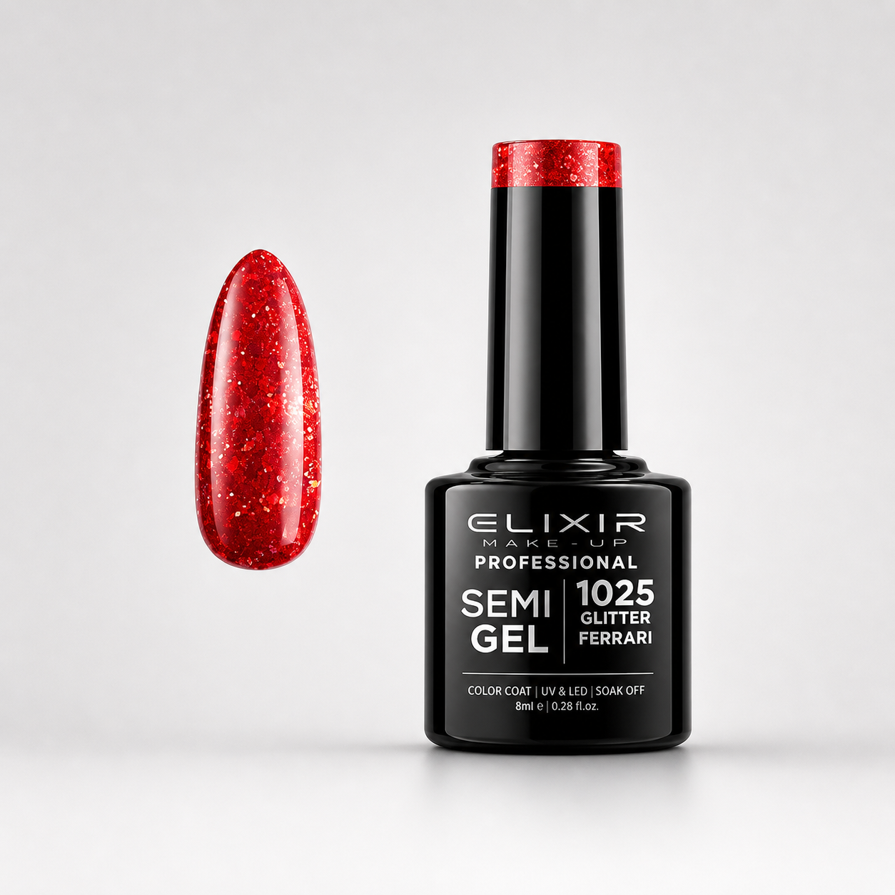 ELIXIR Semi Gel  1025 Glitter Ferrari– 8 ml (Copia)