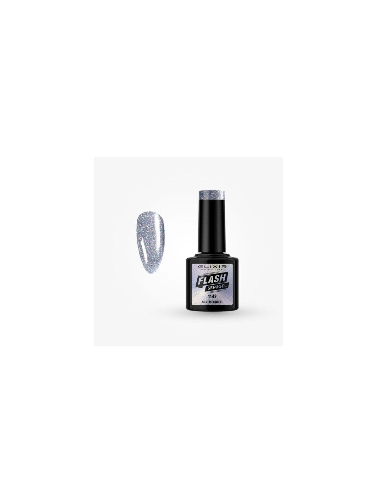 ELIXIR Flash Semigel 1142 Silver Confetti – 8 ml