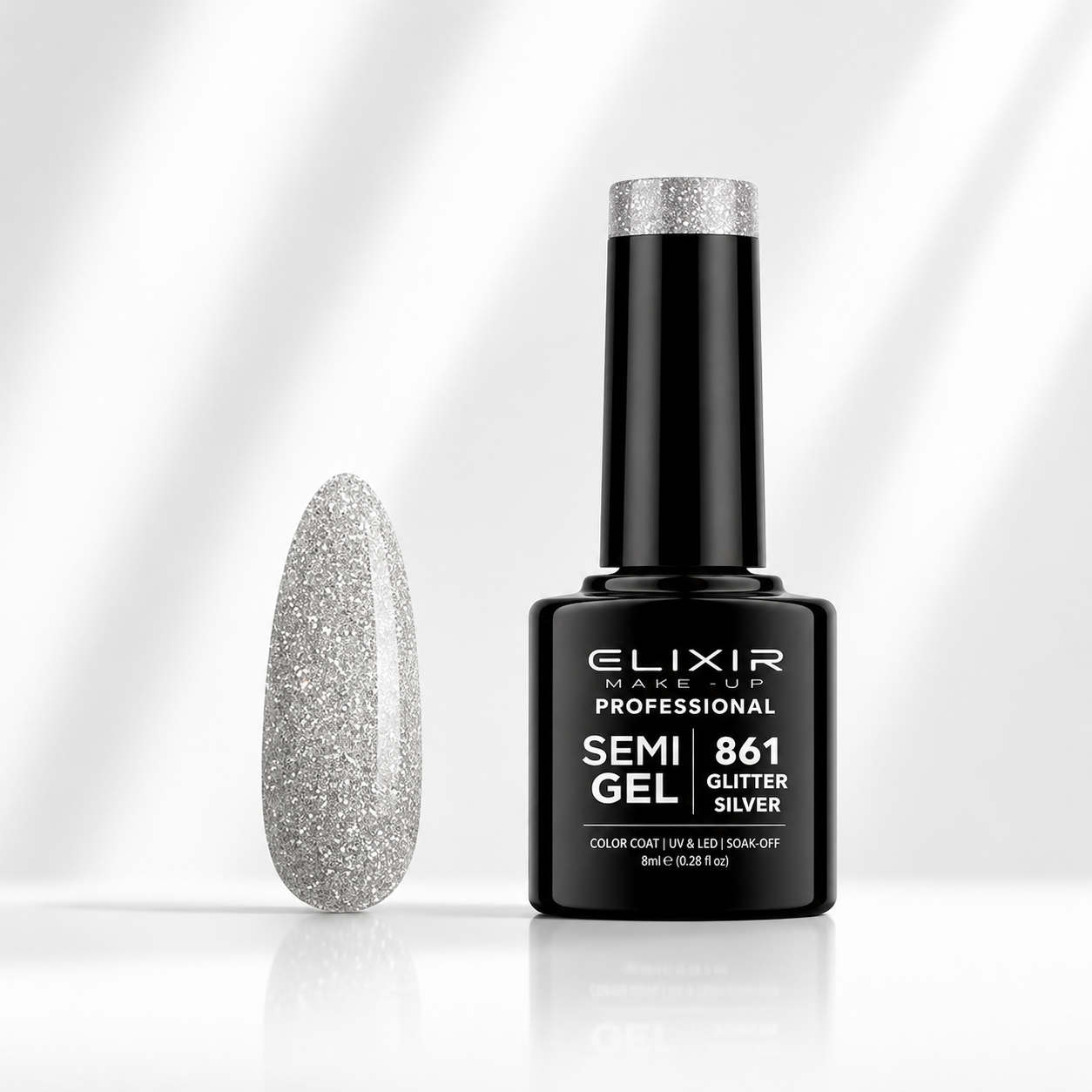 ELIXIR Laser Diamond Semigel 861 Glitter Silver  8 ml