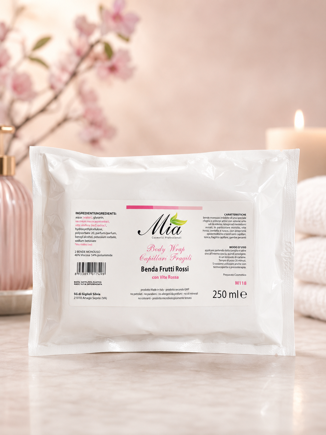 Benda Frutti Rossi con Vite Rossa – Body Wrap Capillari Fragili