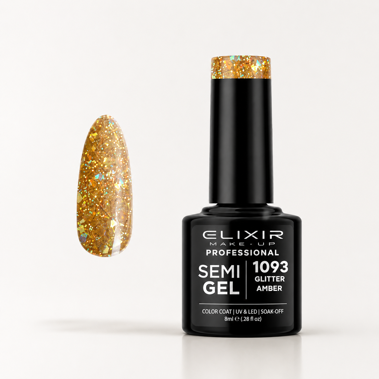 ELIXIR Semi Gel 1093 Glitter Amber – 8 ml