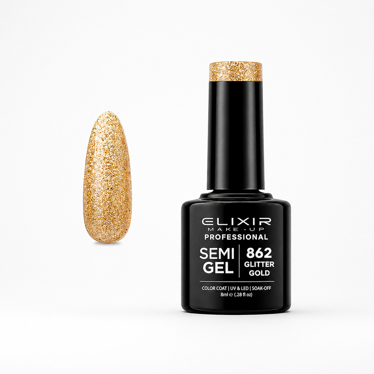 ELIXIR Laser Diamond Semigel 862 Glitter Gold 8 ml (Copia)