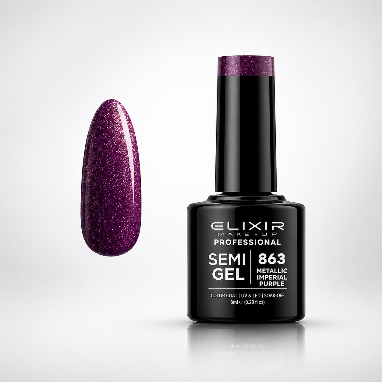 ELIXIR Laser Diamond Semigel 863 Metallic Imperial Purple 8 ml