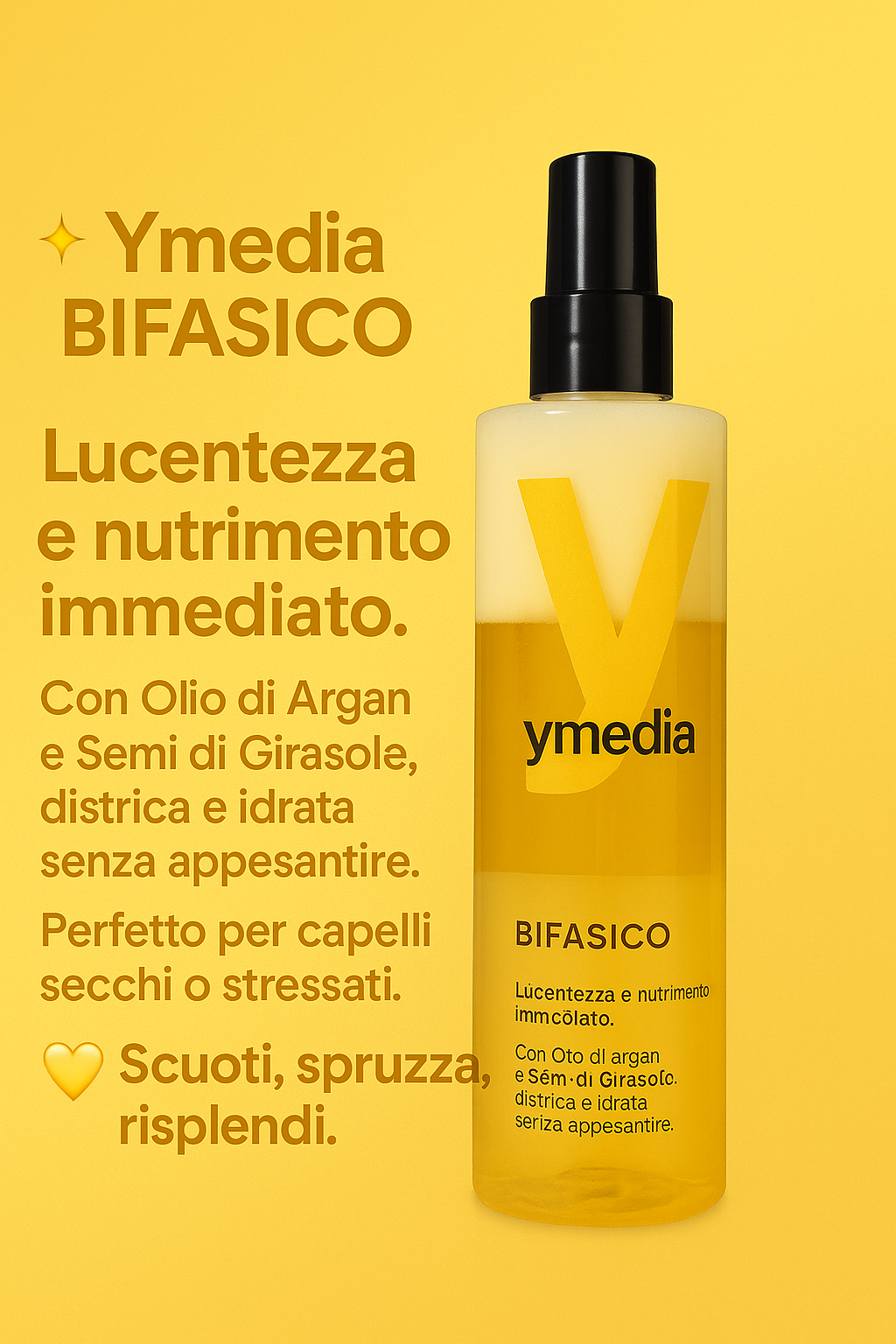 Ymedia Bifasico – Spray Districante e Nutriente all’Olio di Argan, Soia e Panthenol