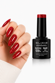 ELIXIR Laser Diamond Semigel  969 Red Glitter-8 ml