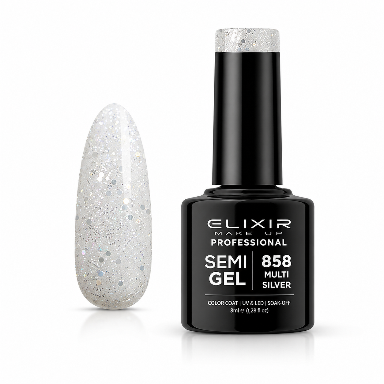 ELIXIR Laser Diamond Semigel  858 Multi Silver 8 ml