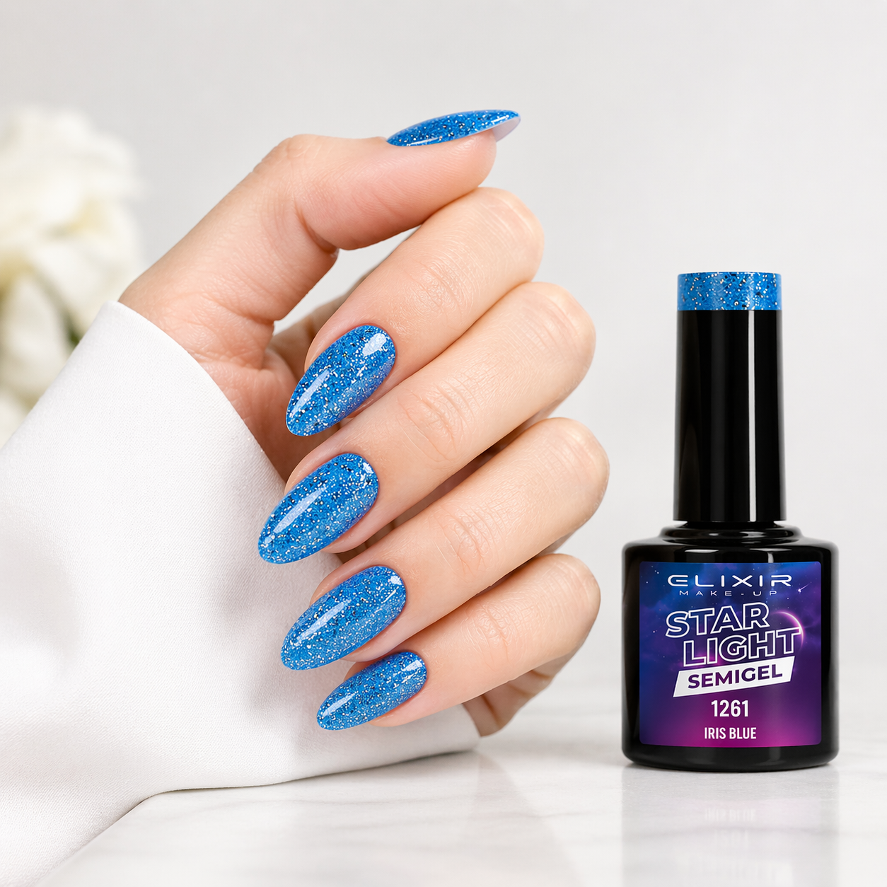 ELIXIR Laser Diamond Semigel  1261 Iris Blue  – 8 ml