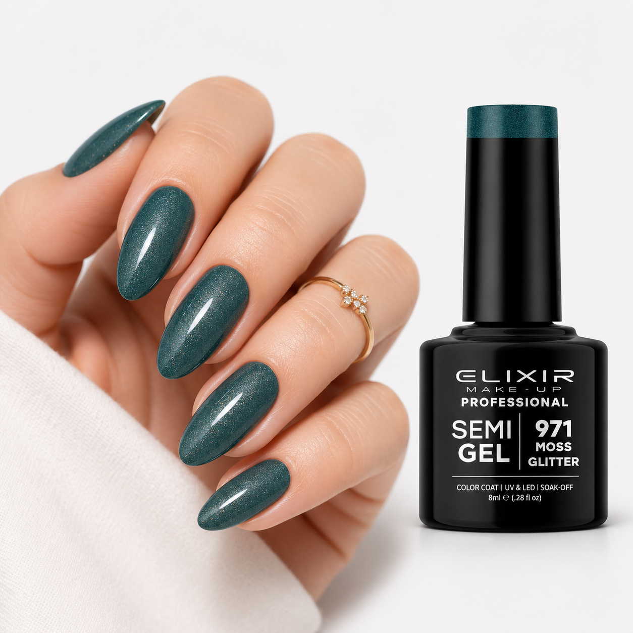 ELIXIR Laser Diamond Semigel  971 Moss Glitter -8 ml
