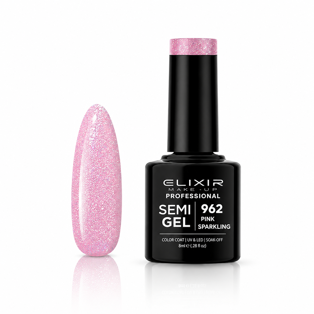 ELIXIR Laser Diamond Semigel   962 Pink Sparkling-8 ml